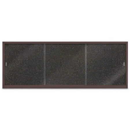 United Visual Products Sliding Door Indoor Enclosed Corkboard, 7 UV9027ACS-SATIN-CINNABA